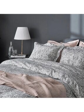 IKEA Black and White Floral Duvet Cover with Blush Accents